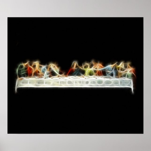 Póster Última Cena da Vinci Jesús Pintura Fractal (Frente)