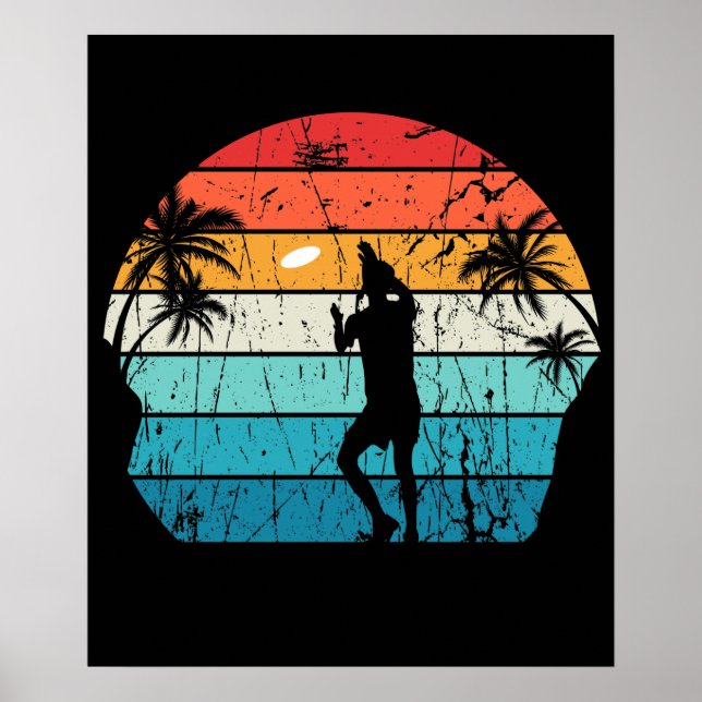 Póster Ultimate Frisbee Disk Player Vintage Summer Beach (Frente)