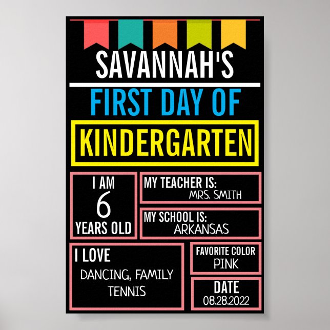 Póster Último día de clases pizarra para niños y niñas (Frente)