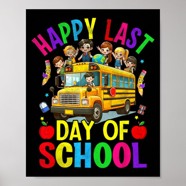 Póster Último Día De Colegio Autobús Escolar Lindo Estudi (Frente)