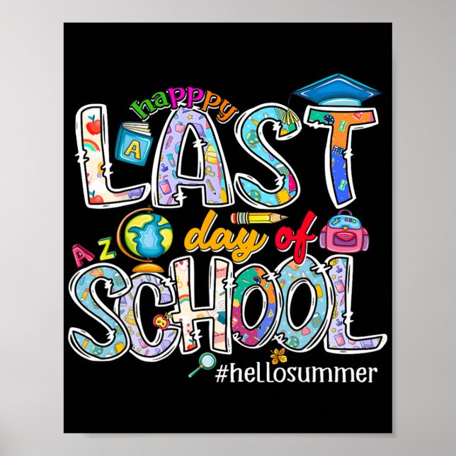 Póster Último Día De Escuela 2024 Hola Verano Chicos Chic (Frente)