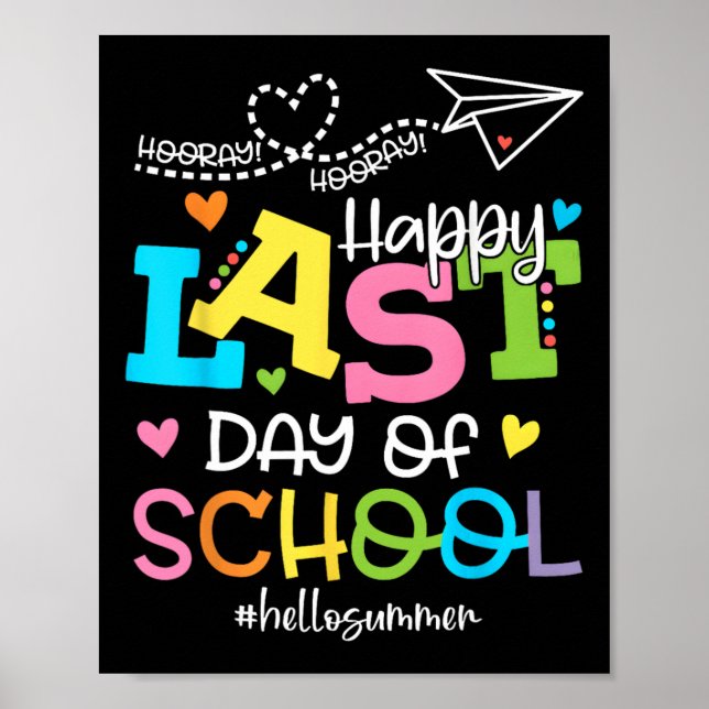 Póster Último Día De Escuela Hola Verano Estudiantes Y Ma (Frente)