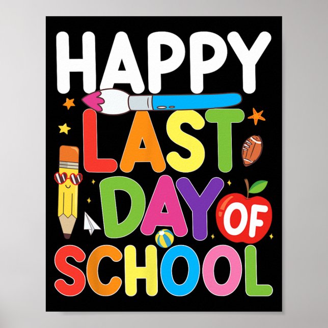 Póster Último Día De Escuela Maestro Estudiante Verano Gr (Frente)