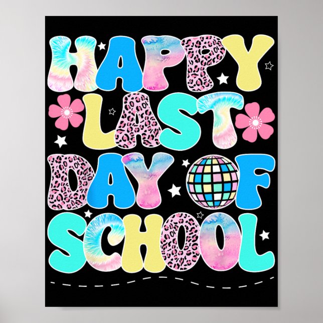 Póster Último Día De Escuela Niños Profesor Estudiante Gr (Frente)