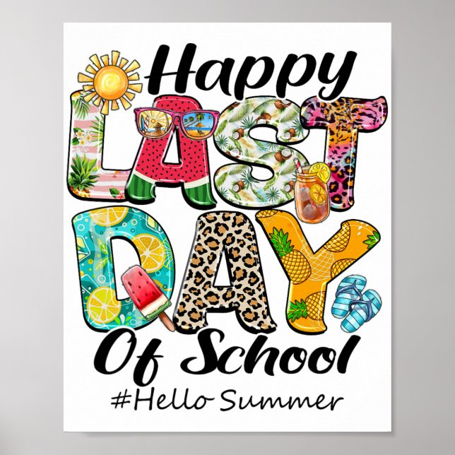 Póster Último Día De La Escuela Hola Summer Hawaii Profes (Frente)