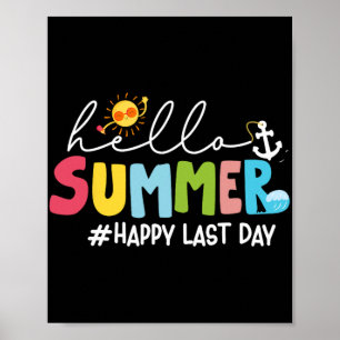 Póster Último Día Feliz de Verano Maestra Niños Escuela G