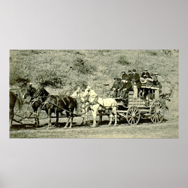 Póster Último entrenador de madera de Madera de 1890 (Frente)