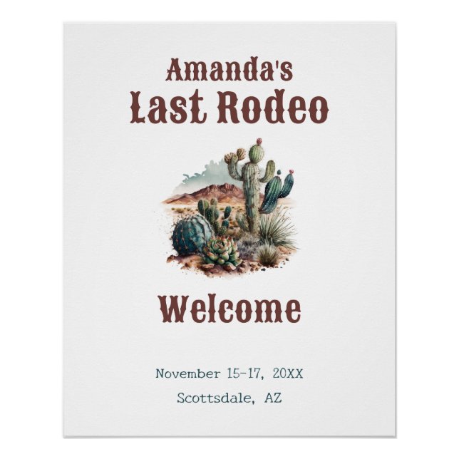 Póster Último Rodeo Desert Scottsdale Bachelorette Weeken (Anverso)