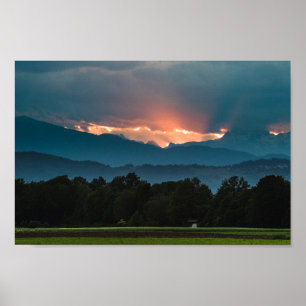 Póster Últimos rayos de sol antes de la puesta del sol