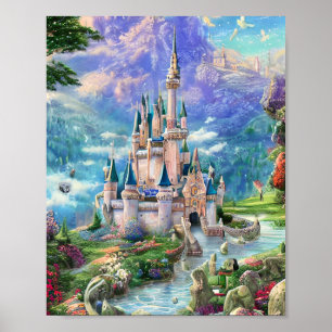 Póster Ultra Detailed Whimsical Fairytale Castle Triptych