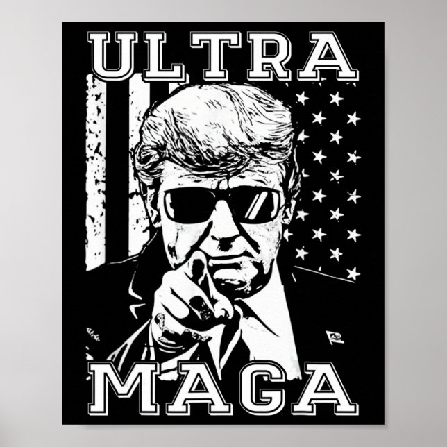 Póster Ultra MAGA Divertido Anti Biden Bandera Estadounid (Frente)