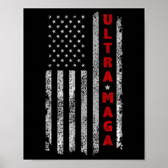 Póster Ultra MAGA Vintage Bandera Americana Ultra MAGA (Frente)