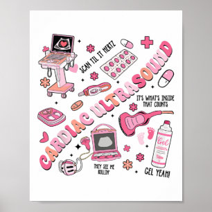 Póster Ultrasonido Cardiaco Valentine para Enfermera Vale