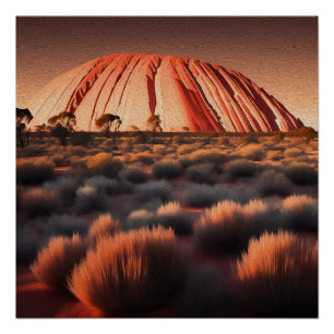 Póster Uluru "Ayers Rock" Australia Petróleo pintura,