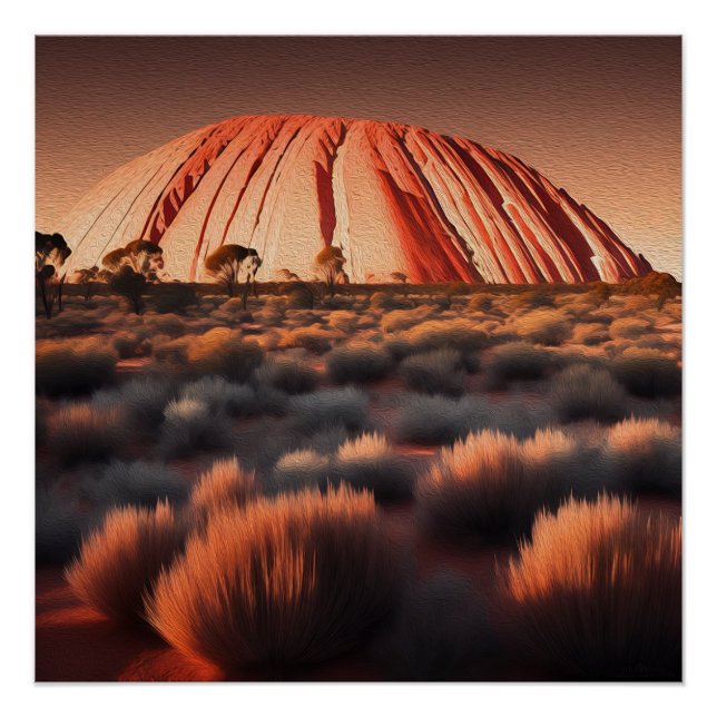Póster Uluru "Ayers Rock" Australia Petróleo pintura, (Anverso)