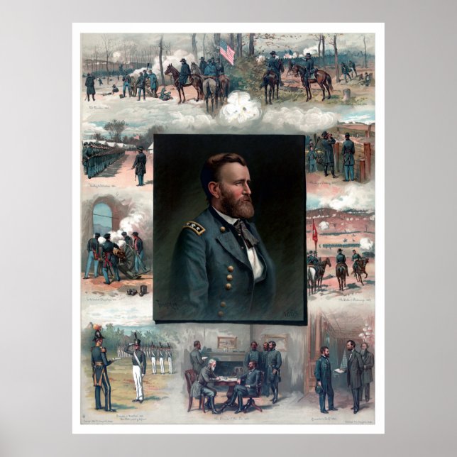 Póster Ulysses S Grant West Point Appomattox 1885 Restaur (Frente)