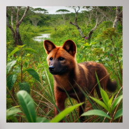 Póster Um cachorro-vinagre no Pantanal.