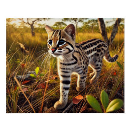 Póster Um gato-do-mato no Pantanal.