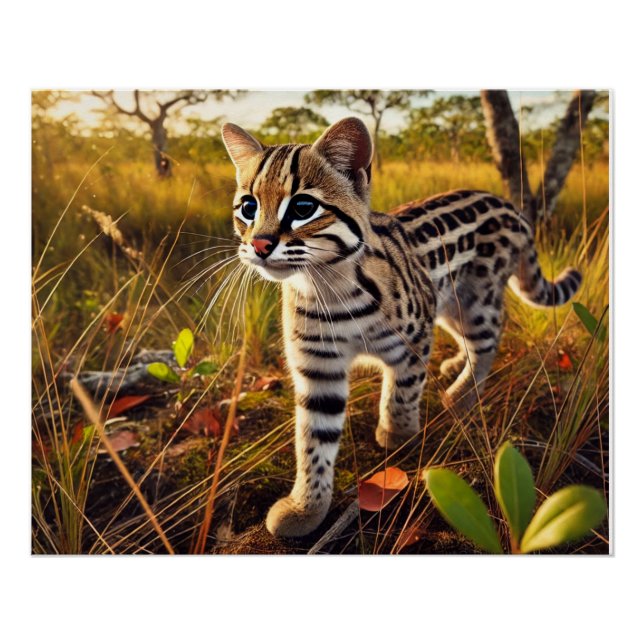 Póster Um gato-do-mato no Pantanal. (Anverso)