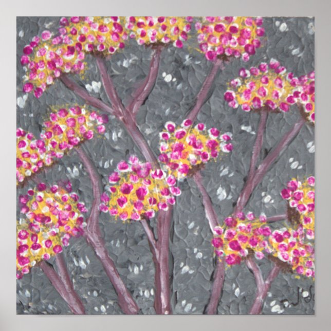 Póster Umbelas de Flor de Pink (Frente)