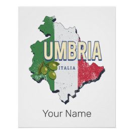 Póster Umbría Italia Región Retro Mapa de recuerdos de ép