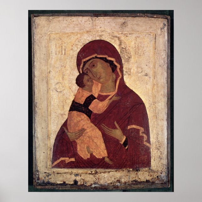 Póster Umilenie Virgin de Wladimir, Escuela de Moscú (Frente)