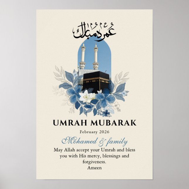 Póster Umrah Mubarak Personalized Islamic Wall Art Poster (Frente)