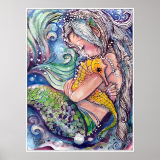 Póster Un abrazo al día, Mermaid y Seahorse