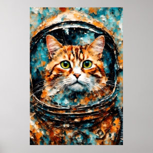 Póster un adorable astronauta de gatos