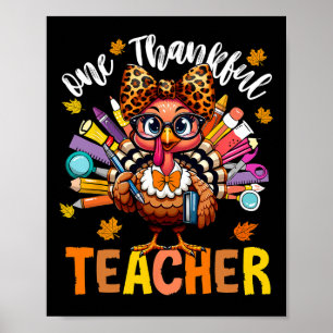 Póster Un agradecido profesor de Acción de Gracias pavo l