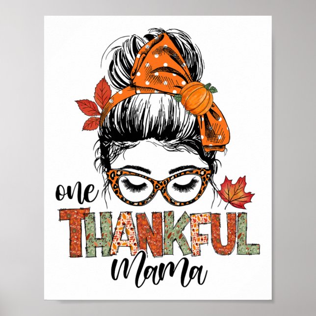Póster Un agradecimiento a Mama Messy Bun Fall otoño en T (Frente)