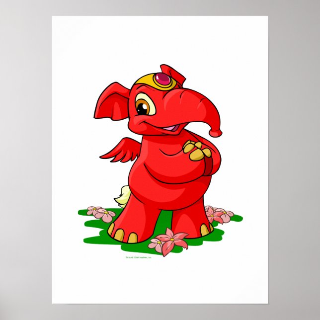 Póster Un alegre elefante rojo en Shenkuu (Frente)
