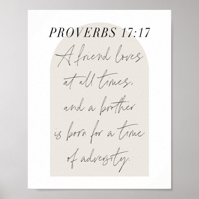 Póster Un amigo ama siempre el arco beige (Frente)