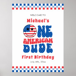 Póster Un Amigo Americano 4 De Julio Fiesta De Cumpleaños