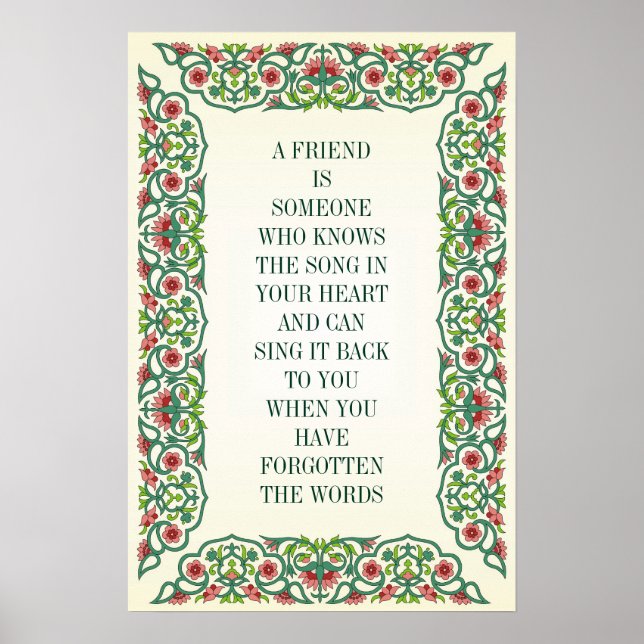 PÓSTER UN AMIGO ES ALGUIEN QUE CONOCE LA CANCIÓN EN TU (Frente)