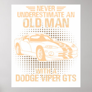 Póster Un Anciano Dodge Viper 1996 Gts Rayas