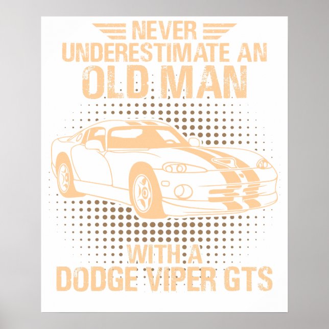Póster Un Anciano Dodge Viper 1996 Gts Rayas (Frente)