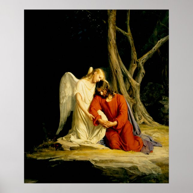 Póster Un ángel consolando a Jesús por Carl Bloch (Frente)
