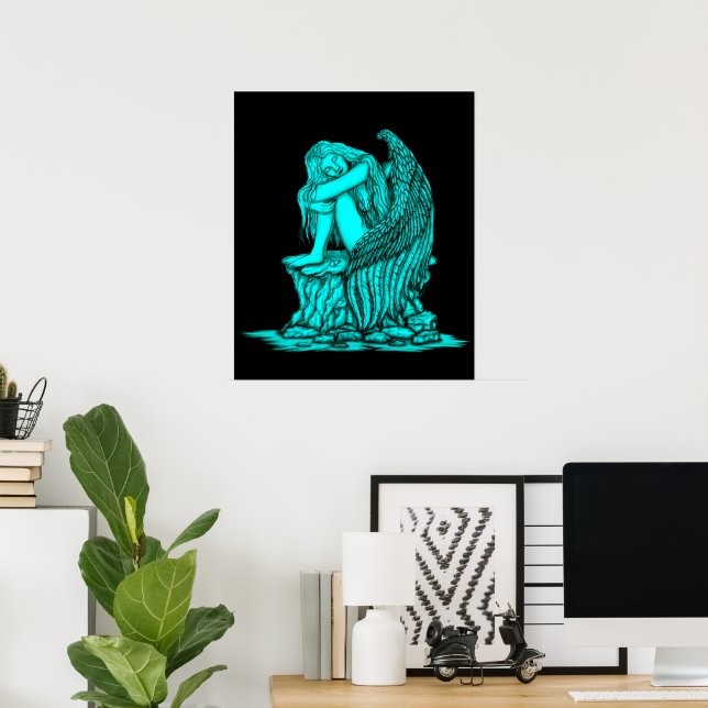 Póster Un ángel dormido en la piedra (Oficina en casa)
