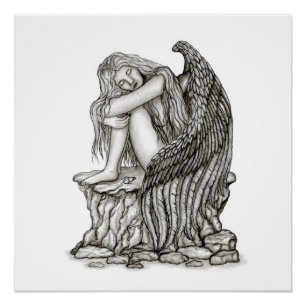 Póster Un ángel dormido en la piedra
