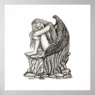 Póster Un ángel dormido en la piedra