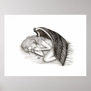 Póster Un ángel dormido, negro y blanco