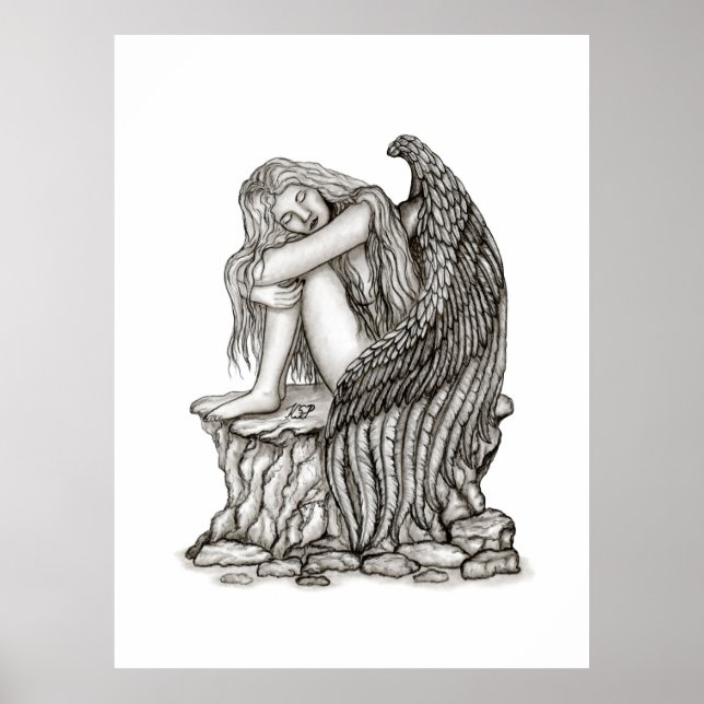 Póster Un ángel dormido sobre la piedra (Frente)