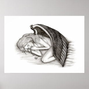 Póster Un ángel durmiente, blanco y negro
