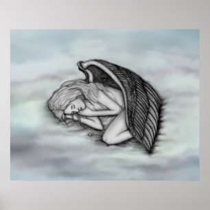 Póster Un ángel durmiente en las nubes del cielo