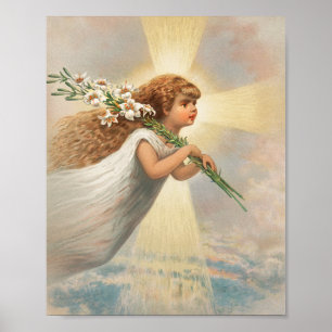 Póster Un ángel en el cielo sostiene a navidades de menti