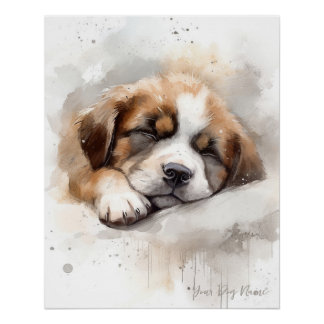 Póster Un ángel muy lindo durmiendo cachorro San Bernardo