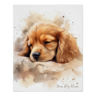 Póster Un ángel muy lindo durmiendo perrito Cocker Spanie
