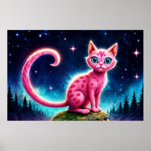 Póster Un animal rosa de fantasía lindo en el valle estel