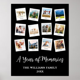 Póster Un año de Recuerdos Collage de fotos mensual famil